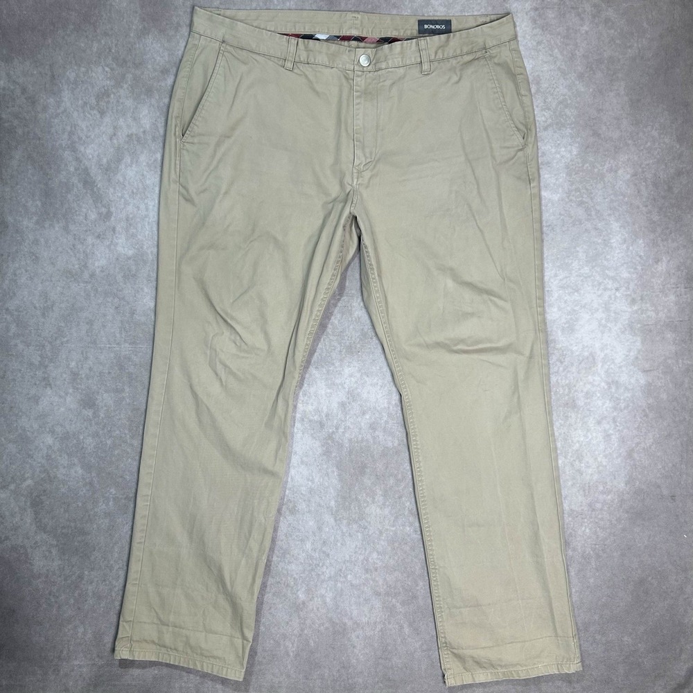 Bonobos Pants Mens 40x32 Beige Straight Leg Chino Khakis 100% Cotton Flat Front